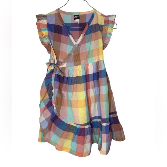 Tea Collection Vibrant Checkered Kids Dress in summer colors. - Picture 1 of 9